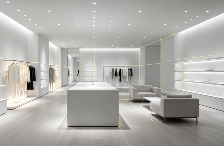 Retail lighting technical specs: UGR less than 19, SDCM 3, CRI 90+