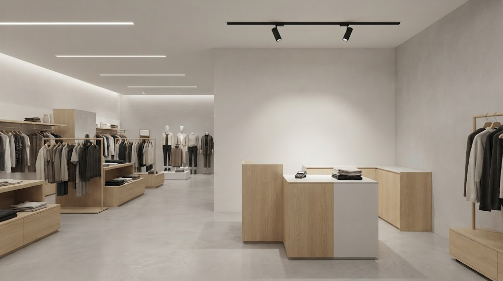 Task lighting providing focused illumination for a functional area in a retail store
