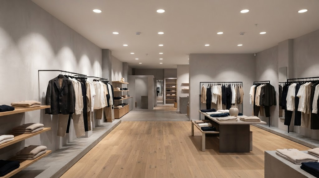 Recessed LED downlights providing clean general lighting in a retail stor