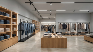 Completed fashion store using neutral-white LED linear track lighting