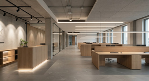 Completed commercial smart lighting retrofit with multiple LED lighting zones and controls.