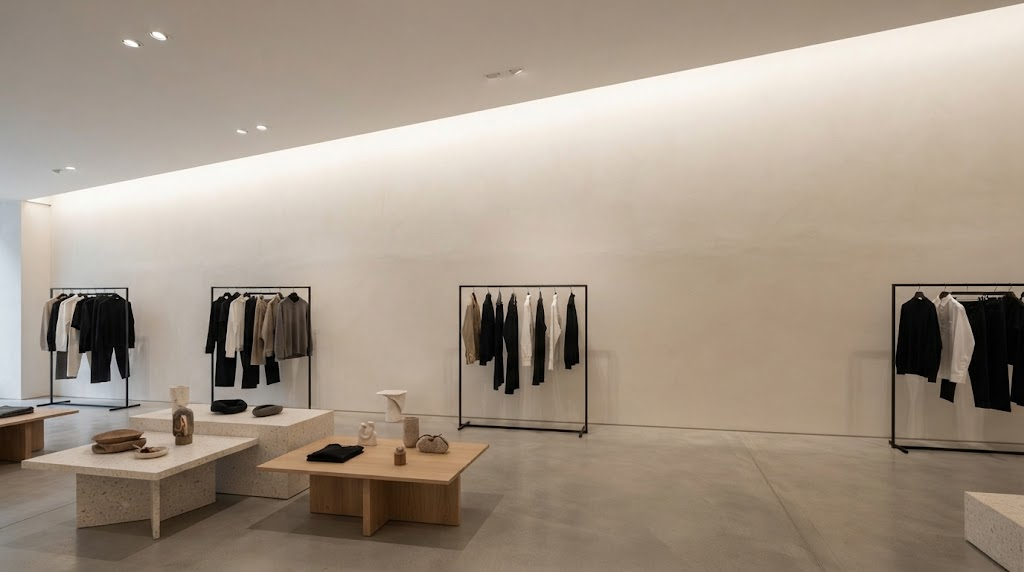 Vertical wall illumination creating a brighter and more comfortable visual environment in a European retail store