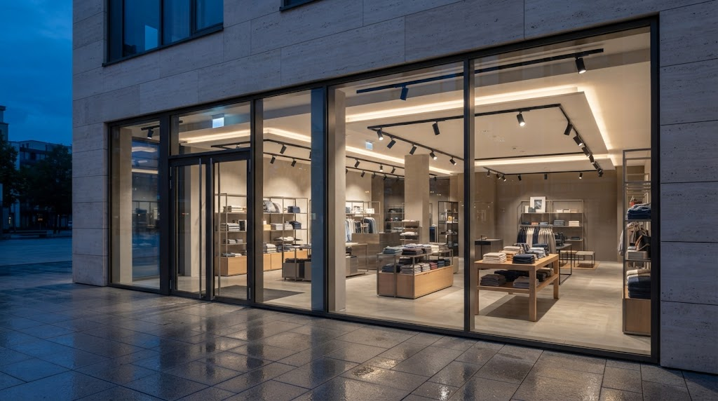 Smart LED retail lighting creating flexible lighting zones in a European flagship store