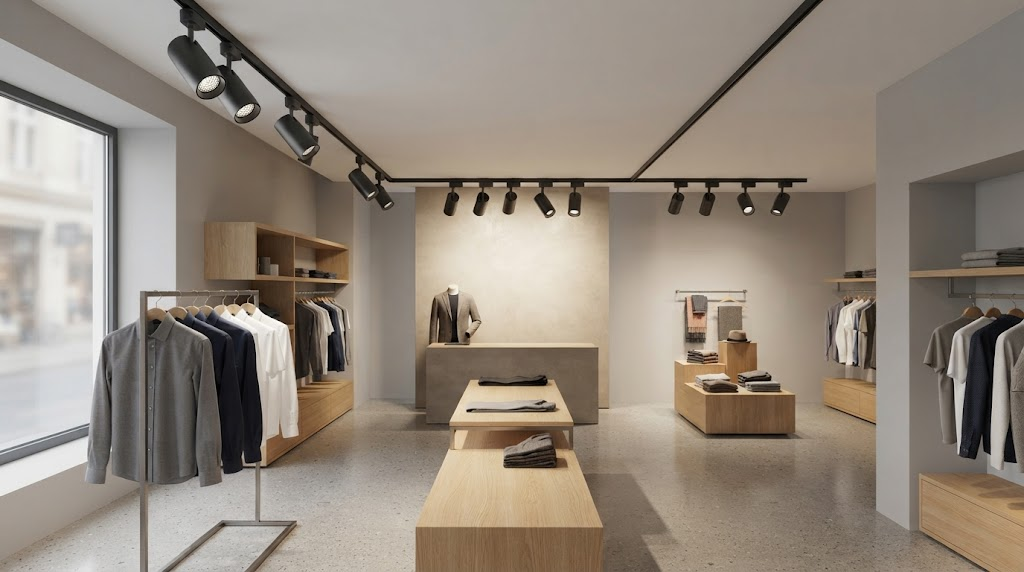 DALI-2 track spotlights arranged in separate retail lighting zones