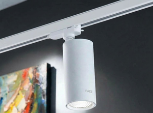 LED track spotlight assembly workstation in a commercial lighting manufacturing facility